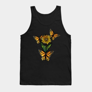 Sunflower And Monarch Butterfly Garden Tank Top